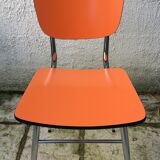 Set of 6 vintage orange formica chairs, 70s