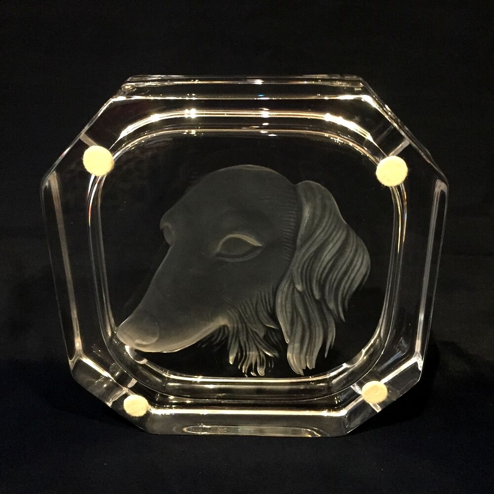 Cendrier en cristal de sevres tête de teckel