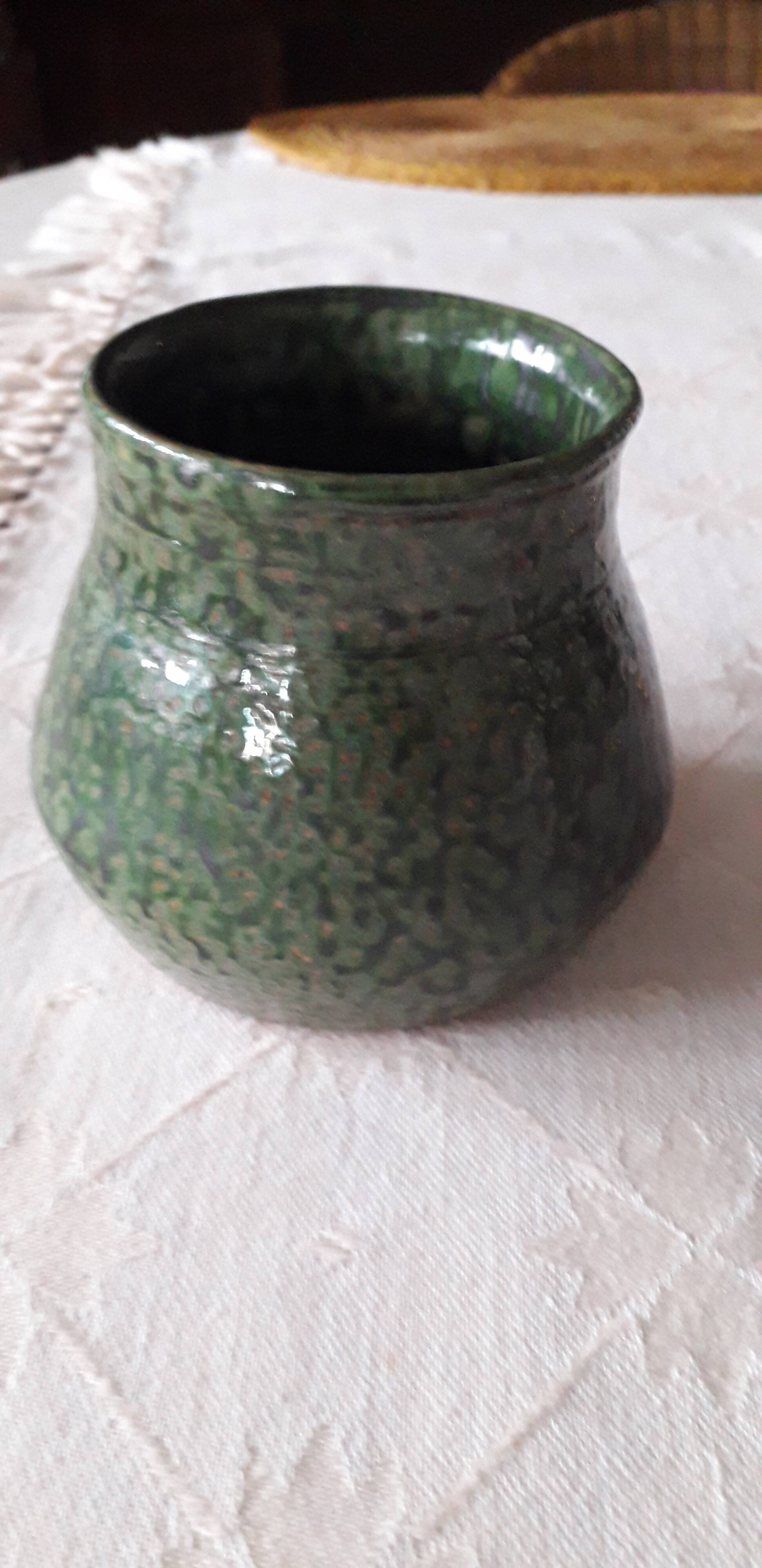 Vintage glazed terracotta vase