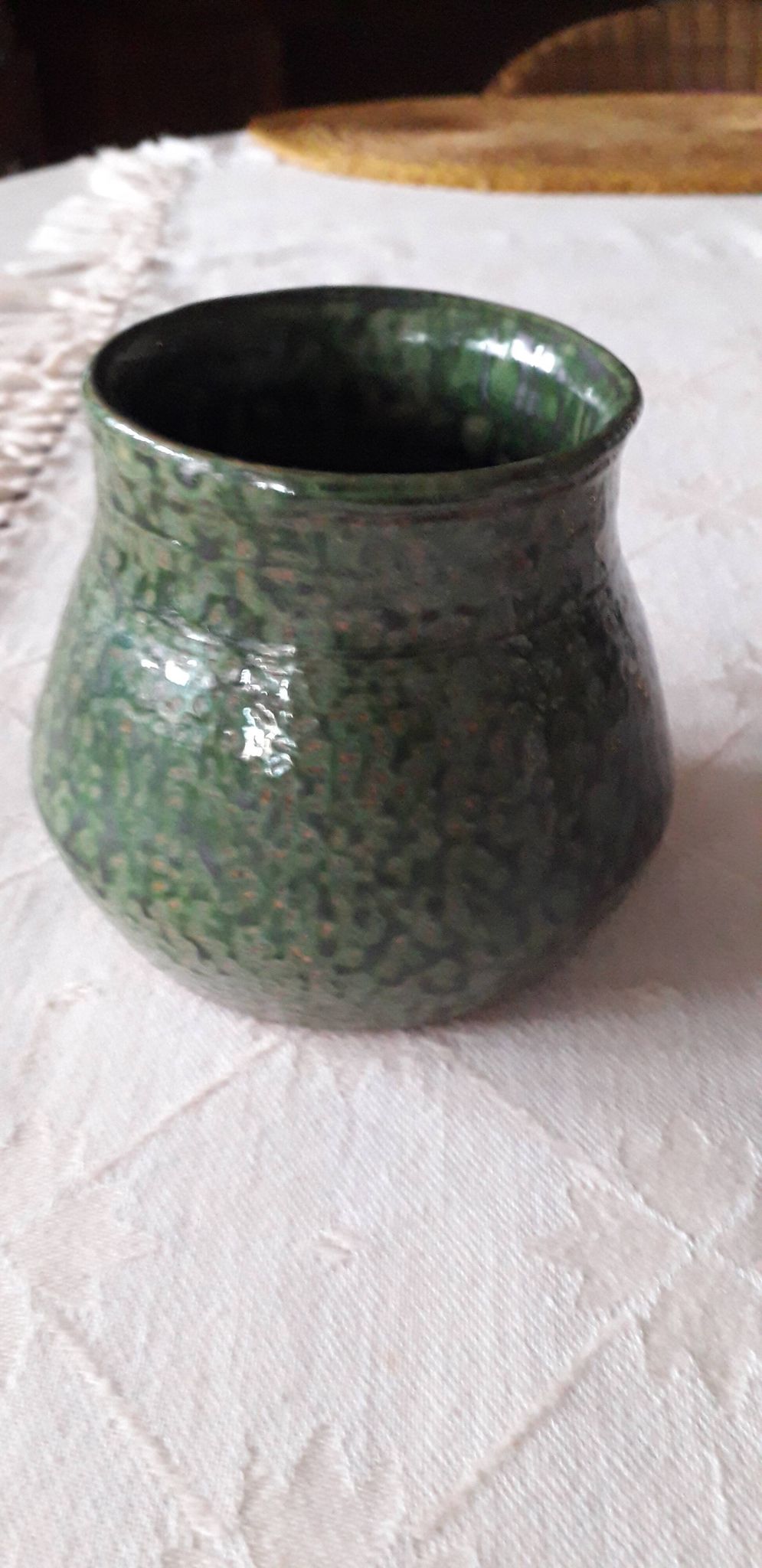 Vintage glazed terracotta vase