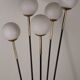 Vintage Arlus floor lamp in black lacquered metal and opaline globes, 1960