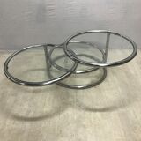 Round coffee table 3 vintage trays