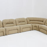 Canapé modulaire incurvé italien vintage des années 1970, ensemble de 5