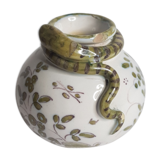Vase au décor de serpent en terre cuite émaillée