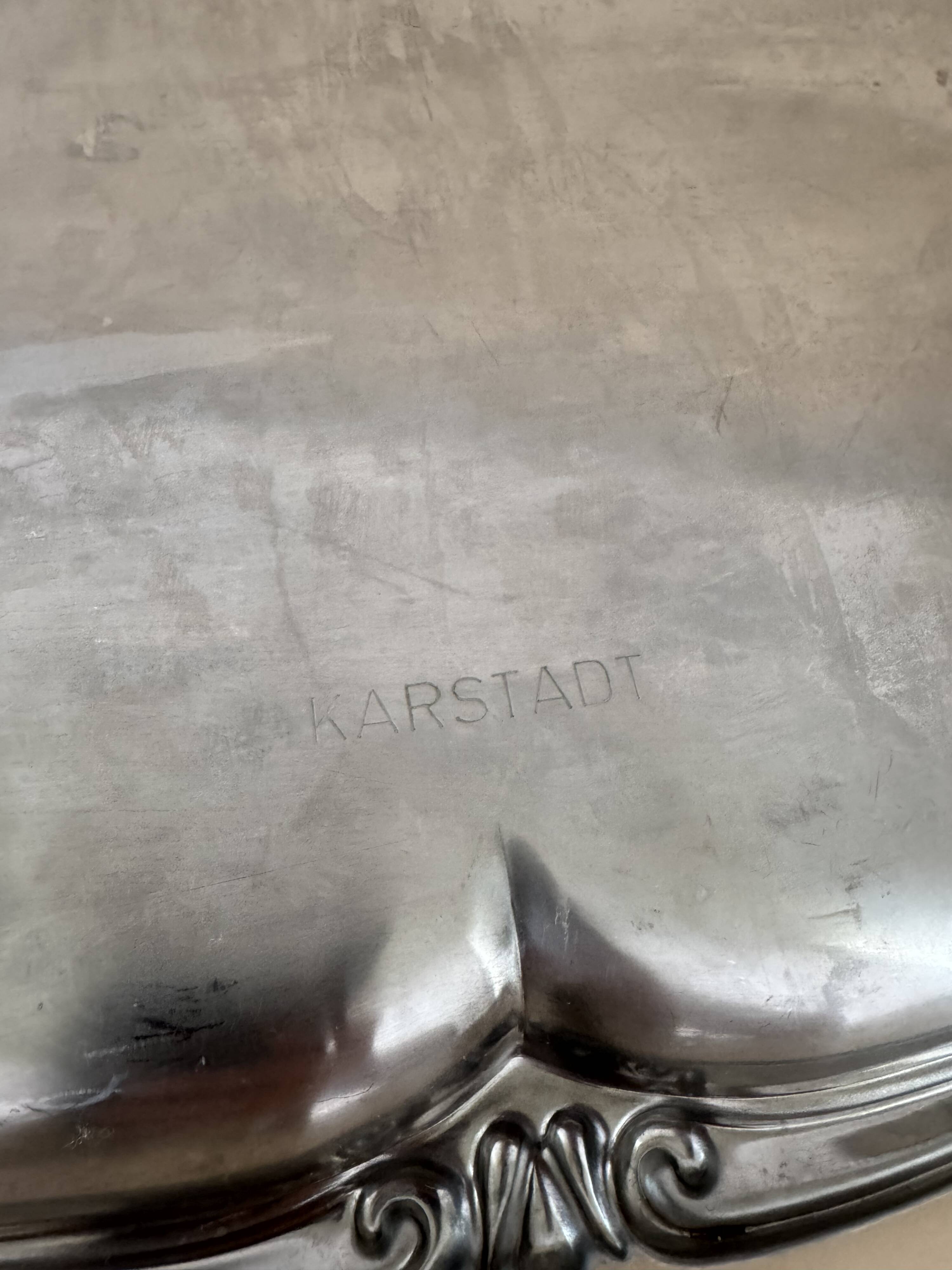 Vintage XL Baroque Style Stainless Steel Serving Tray German Made