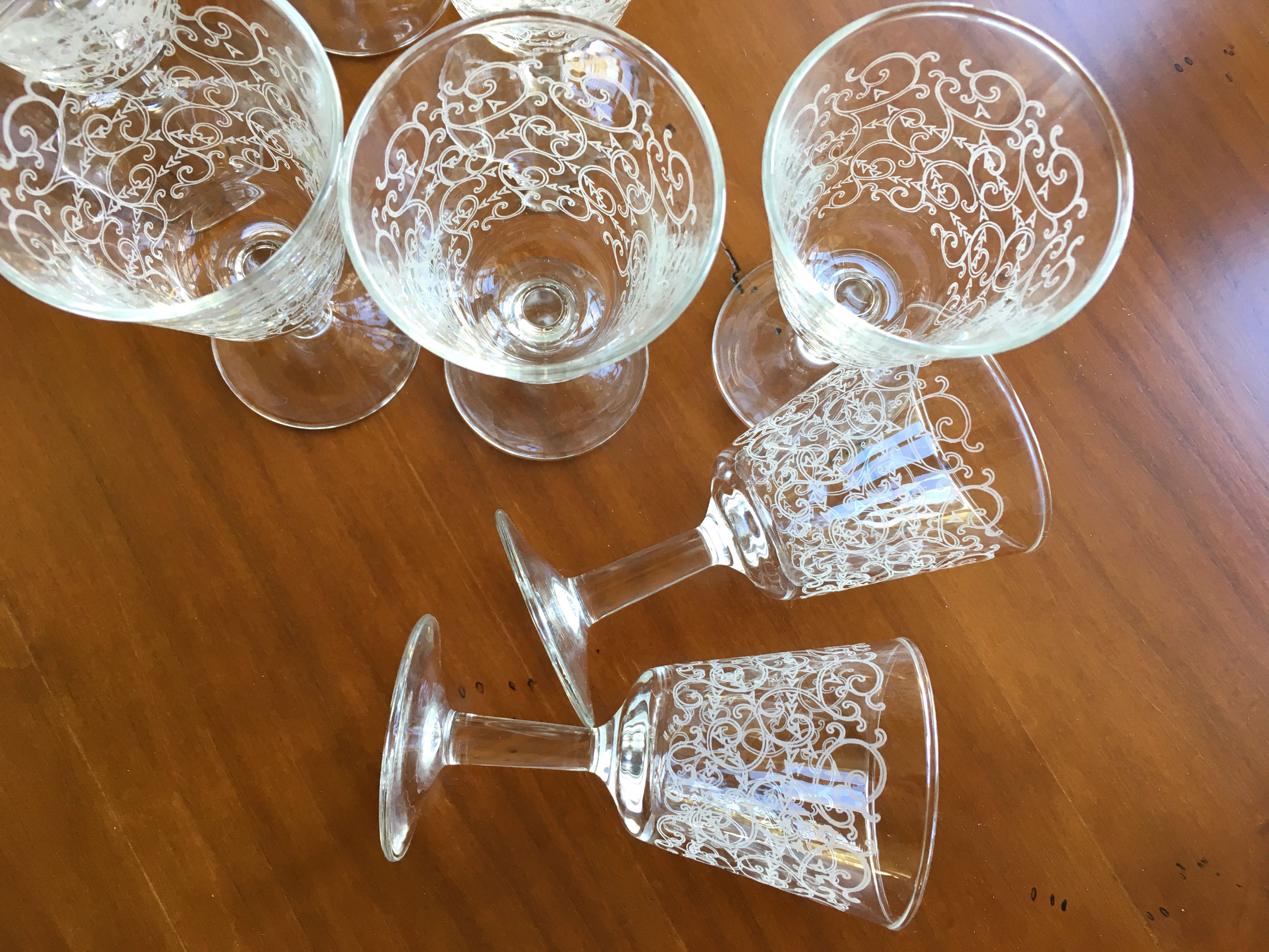Set de 6 verres à porto ciselés