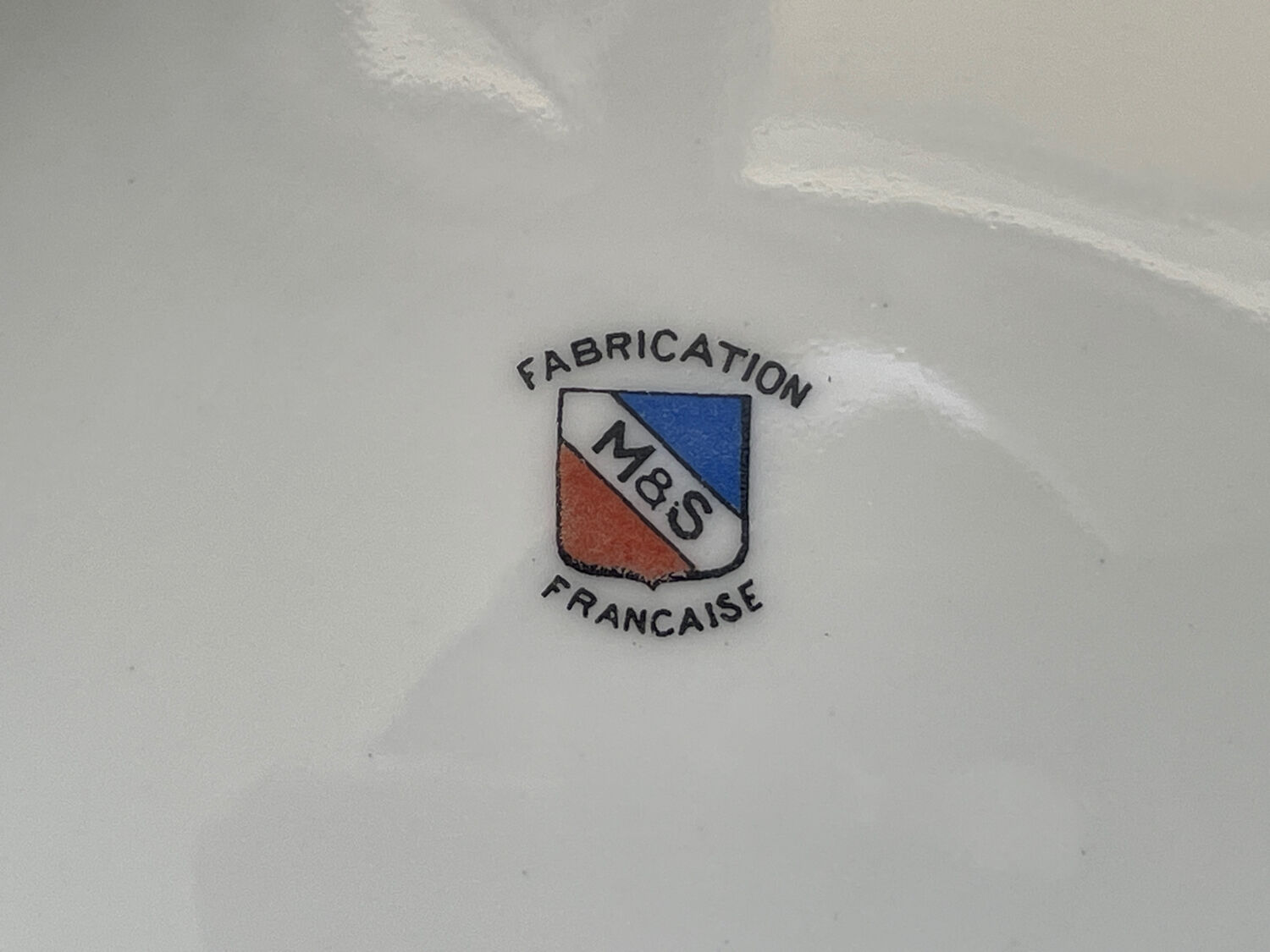 Shallow dish centrepiece French porcelain M&S silver trim