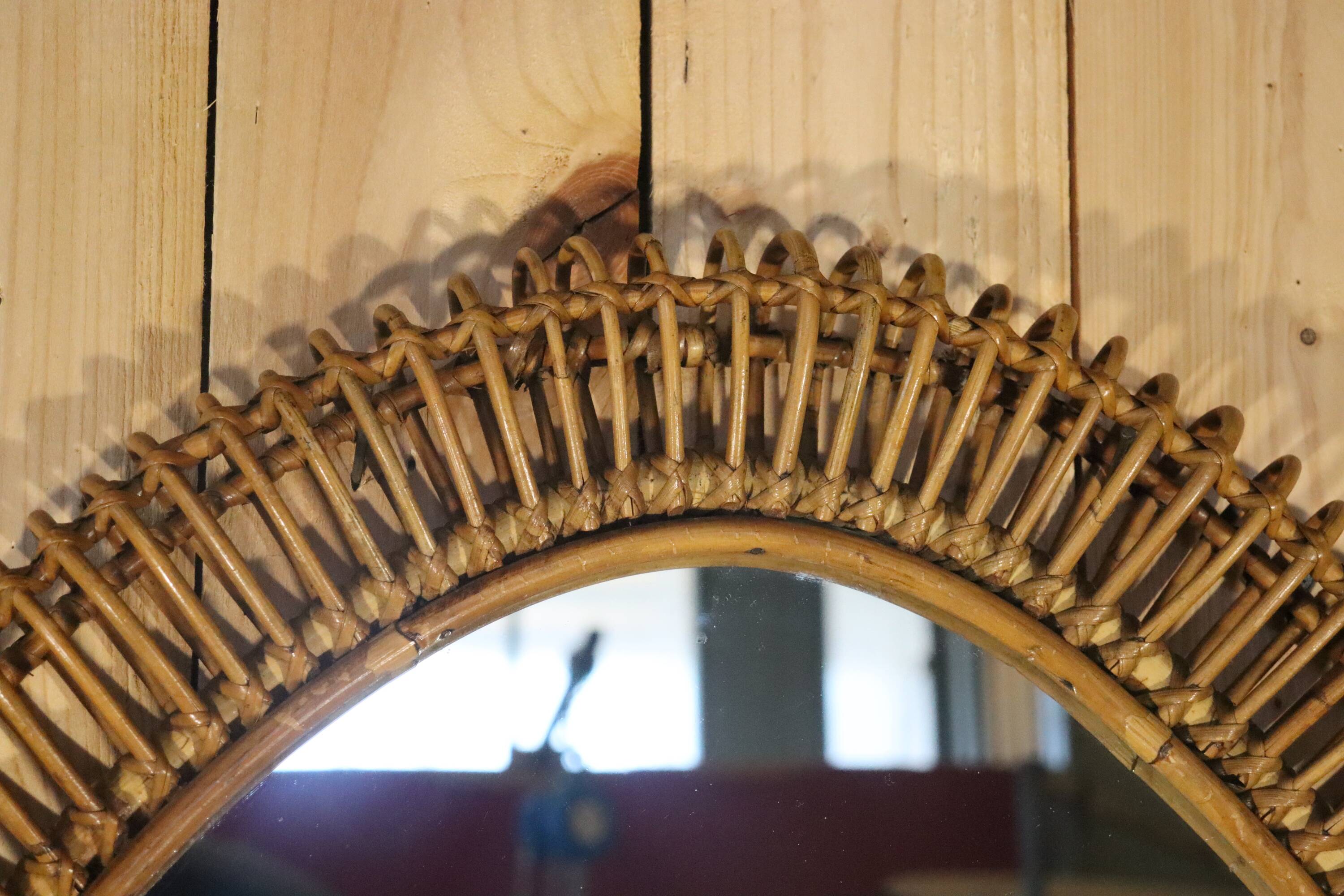 XXL rattan mirror by Franco Albini Italy