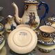 Tea service full coffee earthenware Quimper Henriot cups sugar bowl pot milk jar