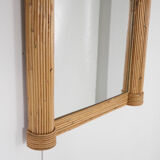 Lighted mirror in rattan 100x80cm