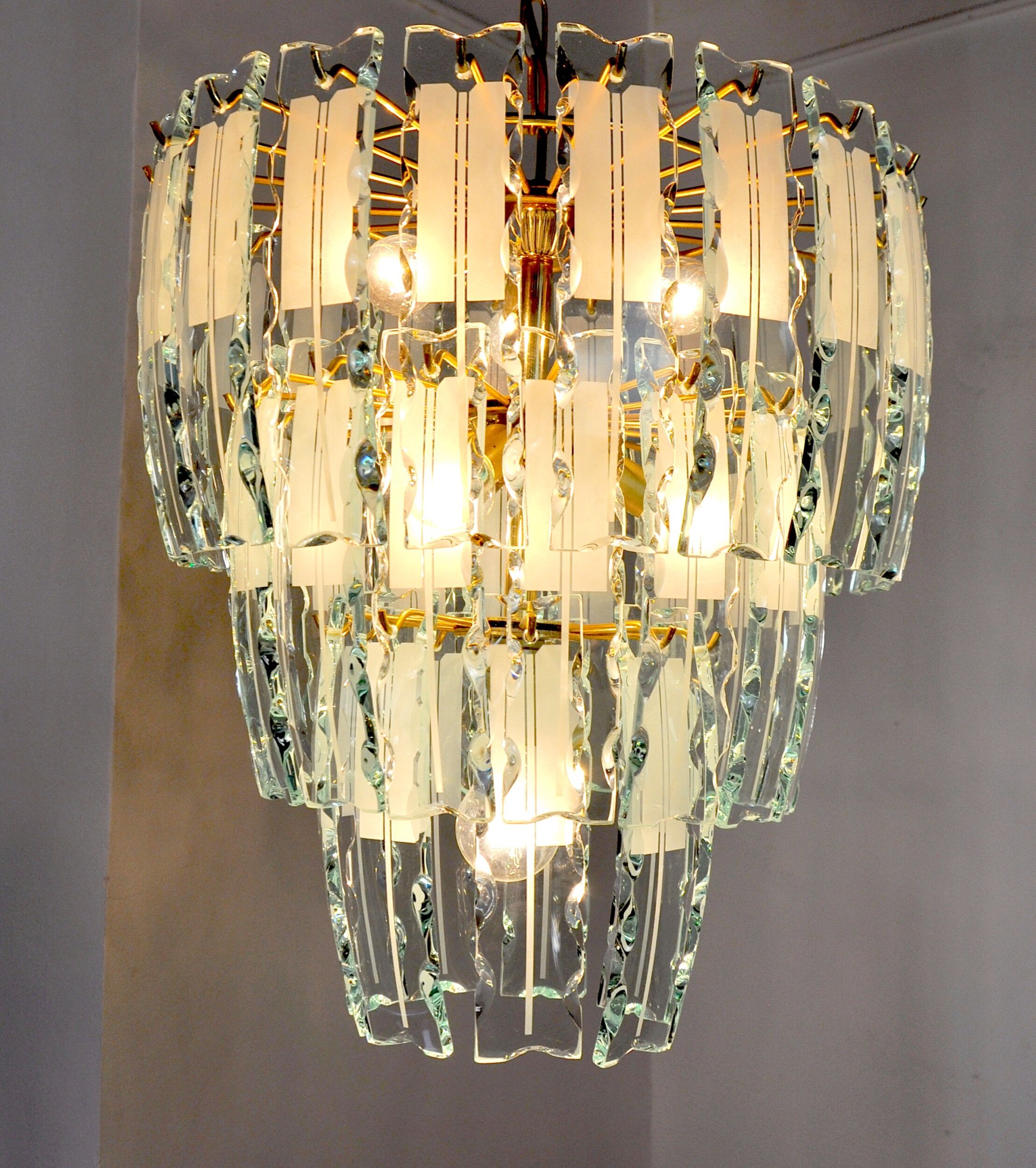 Chandelier Zero Quattro, 3 levels, Murano glass Italy 1970