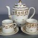 Antique coffee service: jug + 2 cups, old Paris porcelain, 19th century C657