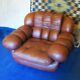 Large Italian leather lounge chair, 1970s