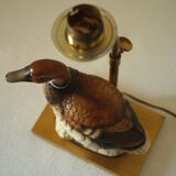 Ceramic duck table lamp and vintage adjustable brass