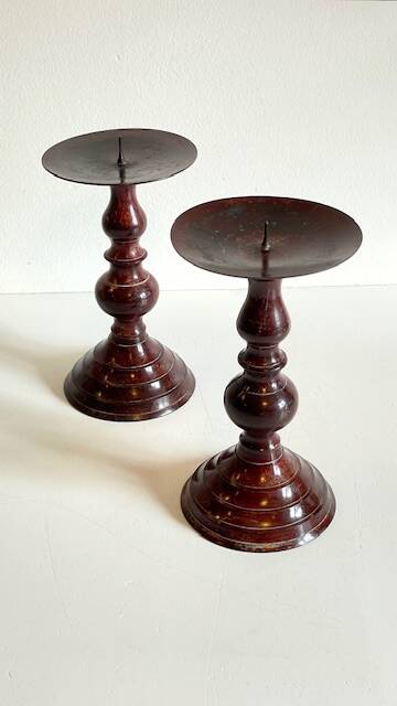 BOUGEOIRS Vintage Patinated Metal Candle Holders