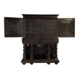 Large Louis XIII cabinet in ebony veneer, 17th century