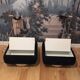 Pair of bedsides with lamps, 70s