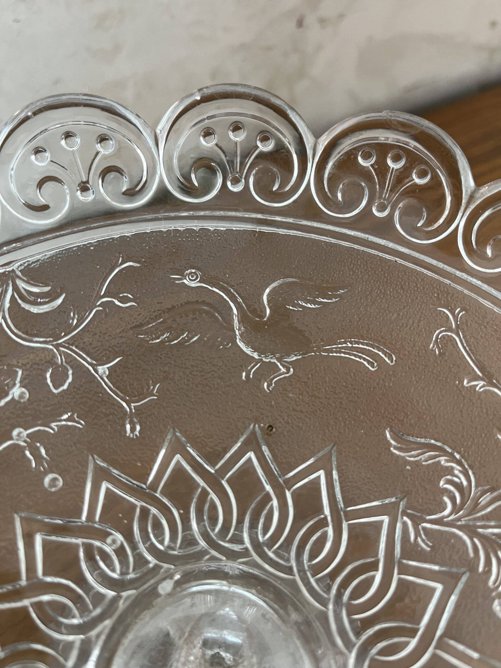 Glass fruit bowl on foot