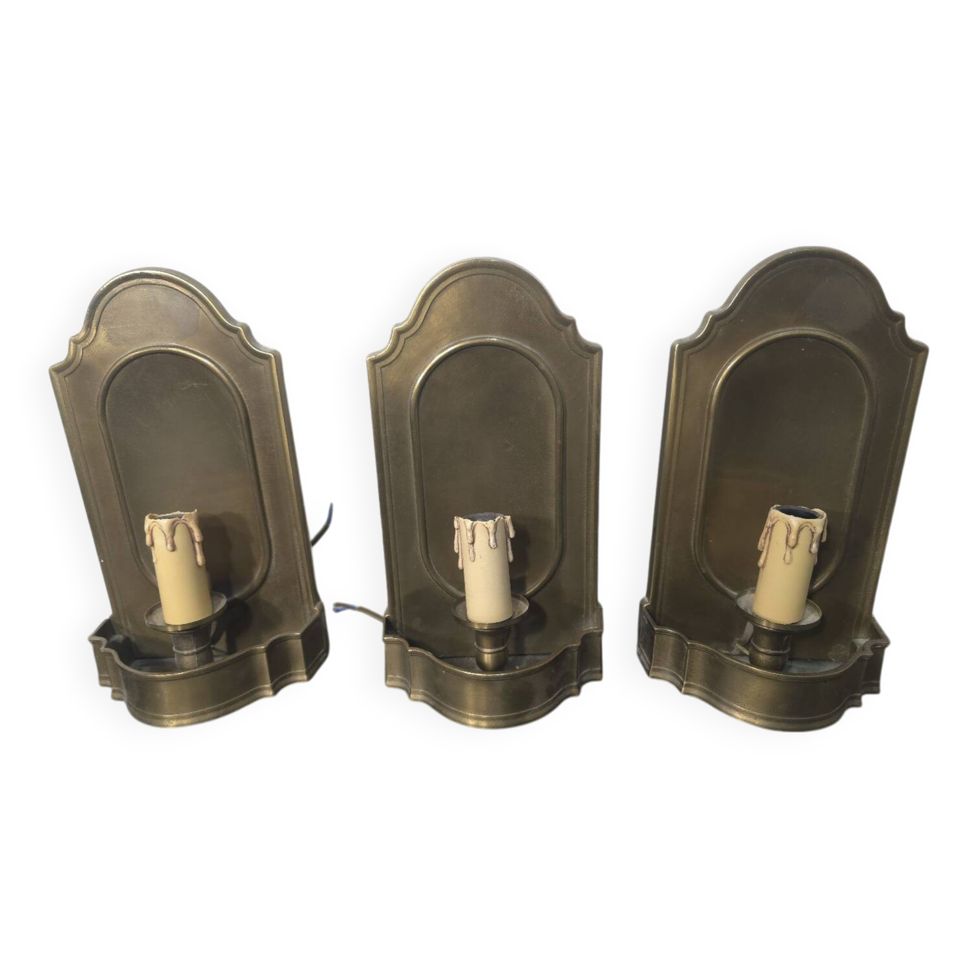 Vintage brass wall lights x 3