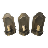 Vintage brass wall lights x 3