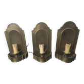 Vintage brass wall lights x 3