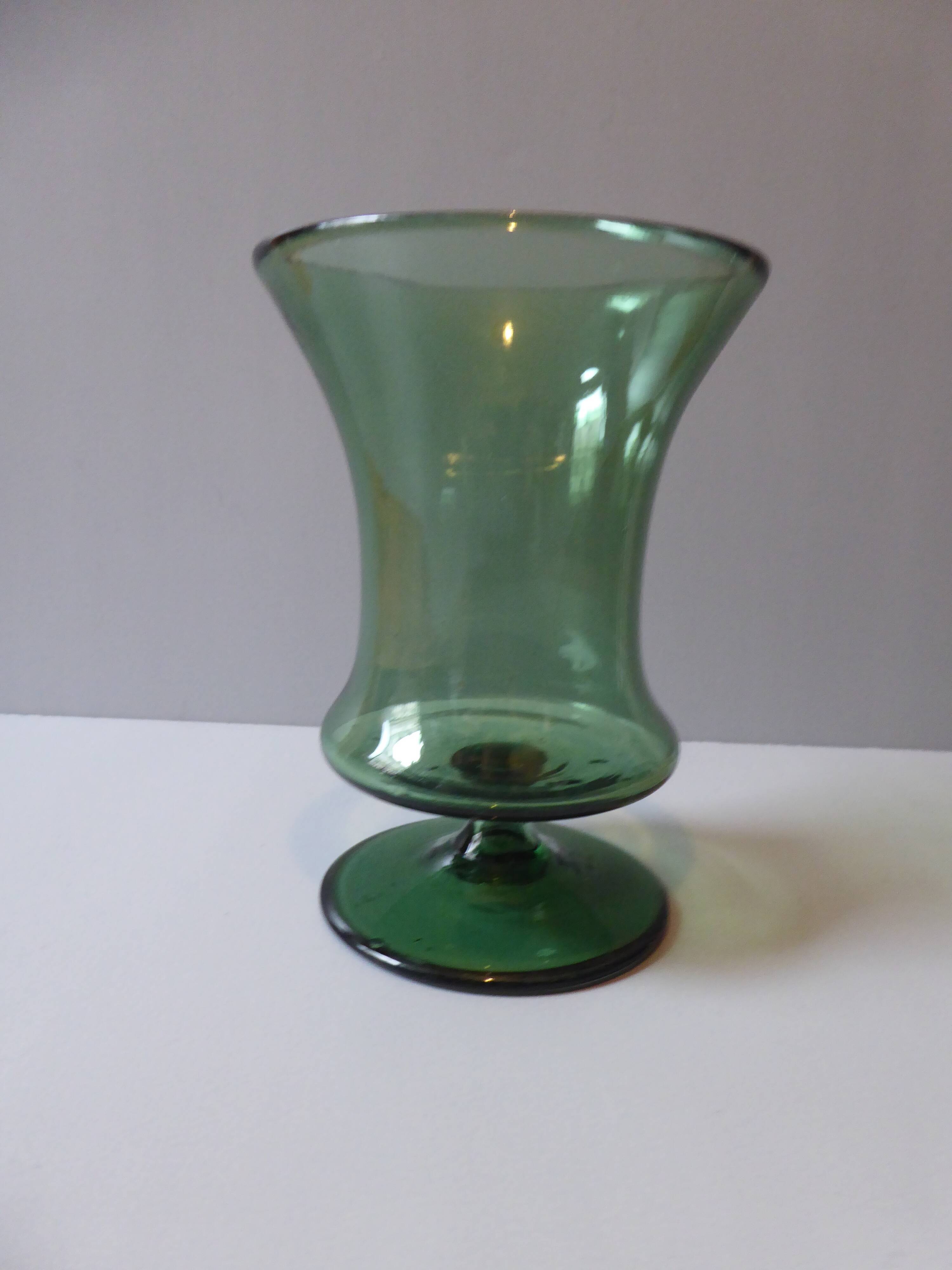 Green blown glass vase