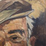 Oil on panel portrait of an old bearded man