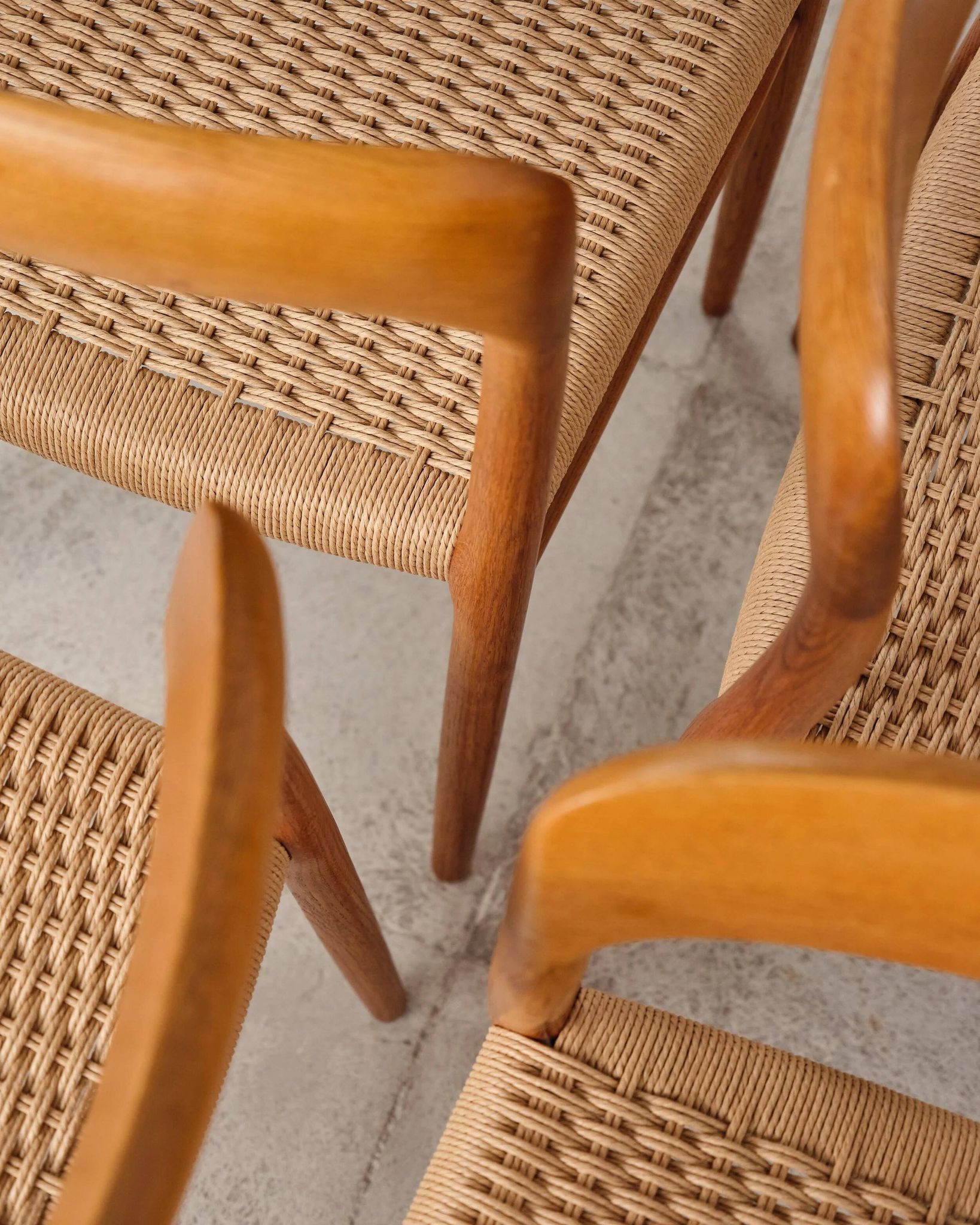 Set of 4 chairs model 75 in oak, Niels O. Møller, Denmark, 1950s
