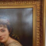 Oil on canvas Portrait of a young woman in bust " XX century