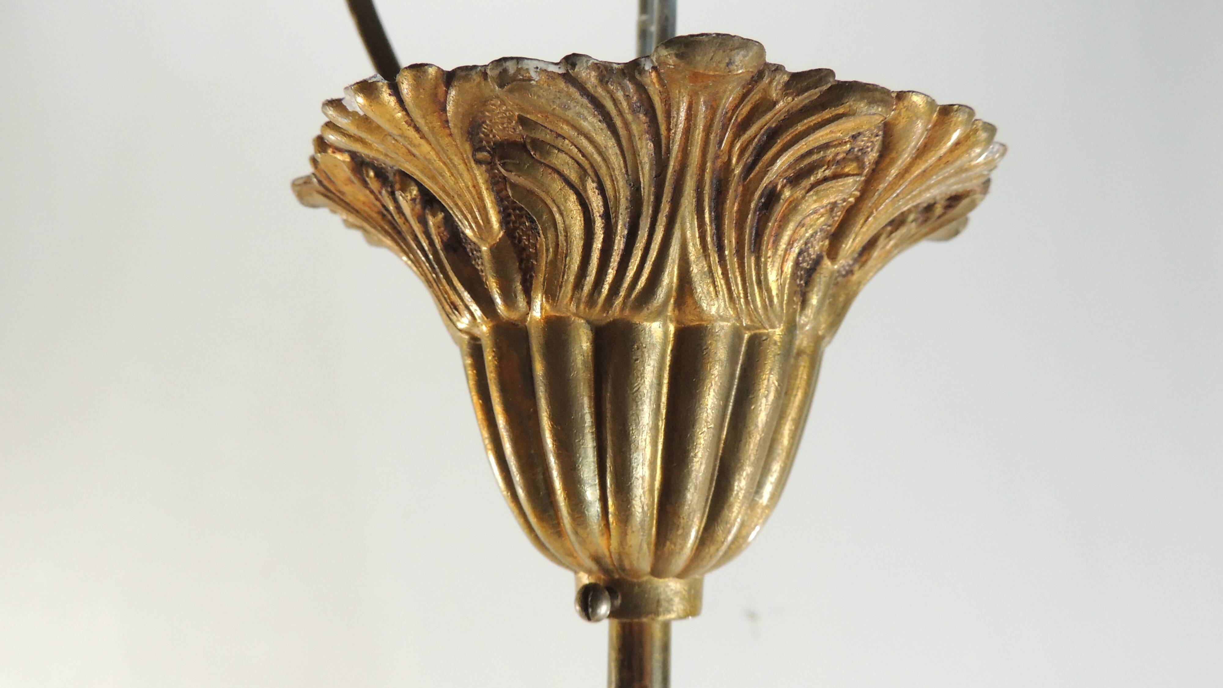 Antique crystal pendant chandelier – vintage Empire style – bronze