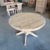 Round table in solid pine – sandblasted – with extension