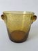 Vintage Biot ice bucket in blown amber glass with bubbles, signed.