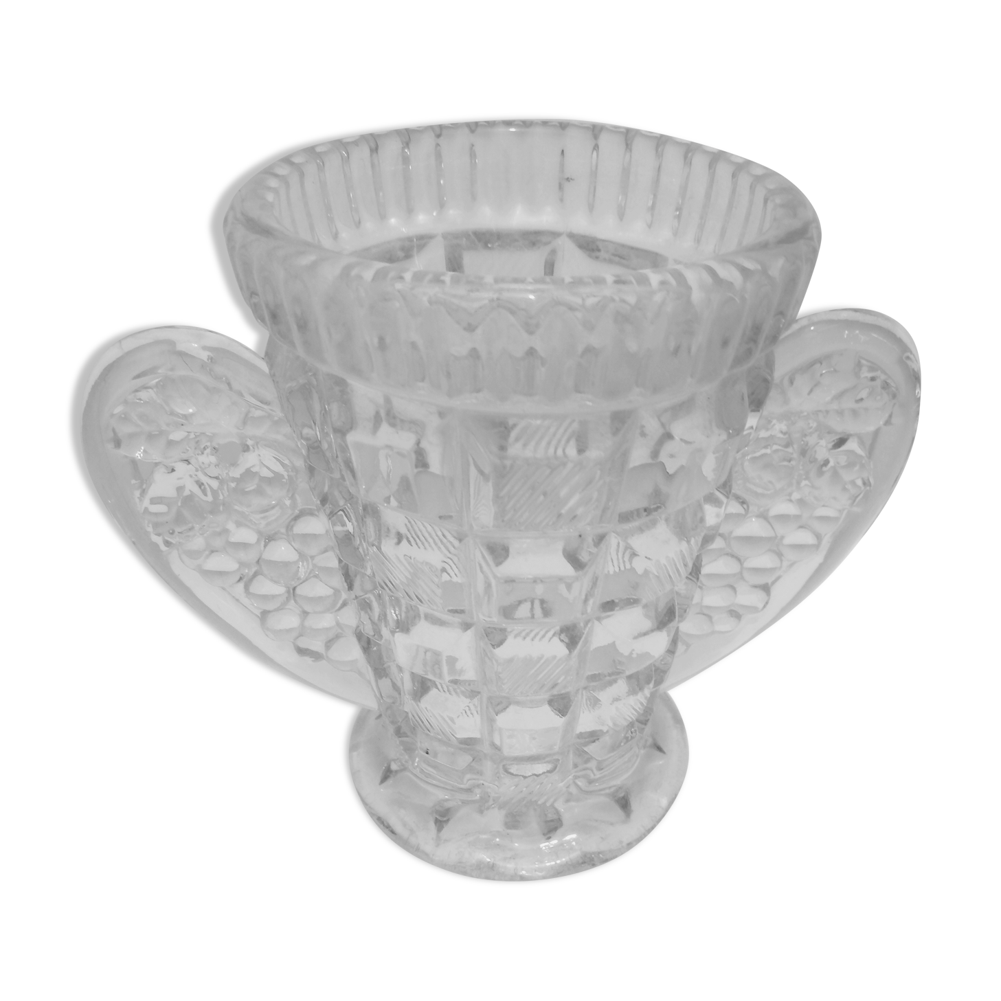 Press glass vase with transparent ears