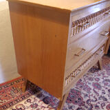 Wood and rattan dresser