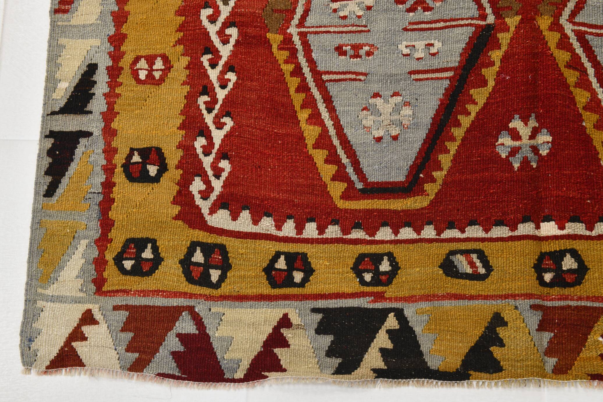 Grand Kilim Designer Vintage, Tapis Anatolien Rouge Fait Main, 149x308 Cm