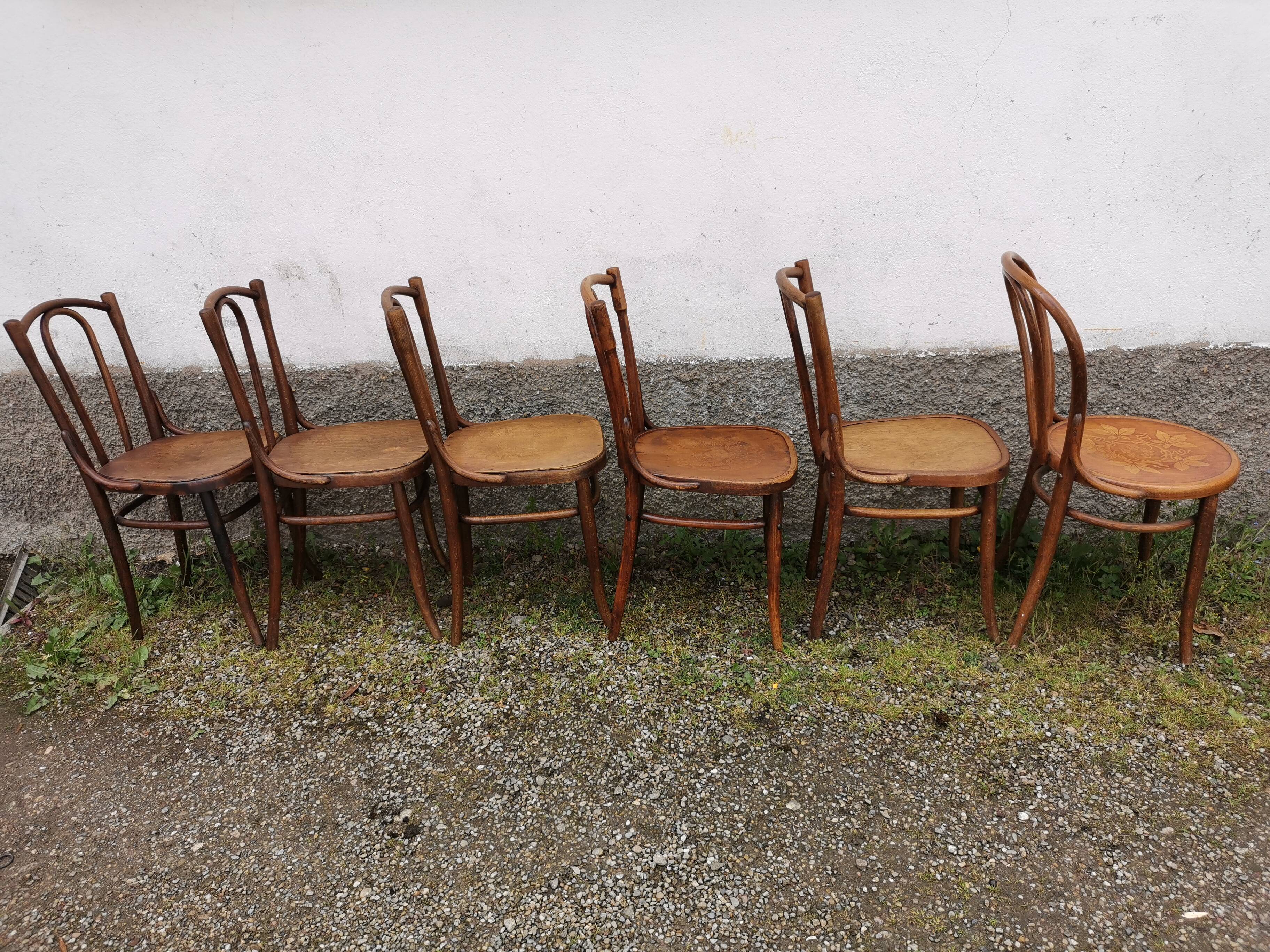 Lot de six chaises bistrot bois tourné Fischel Luterma