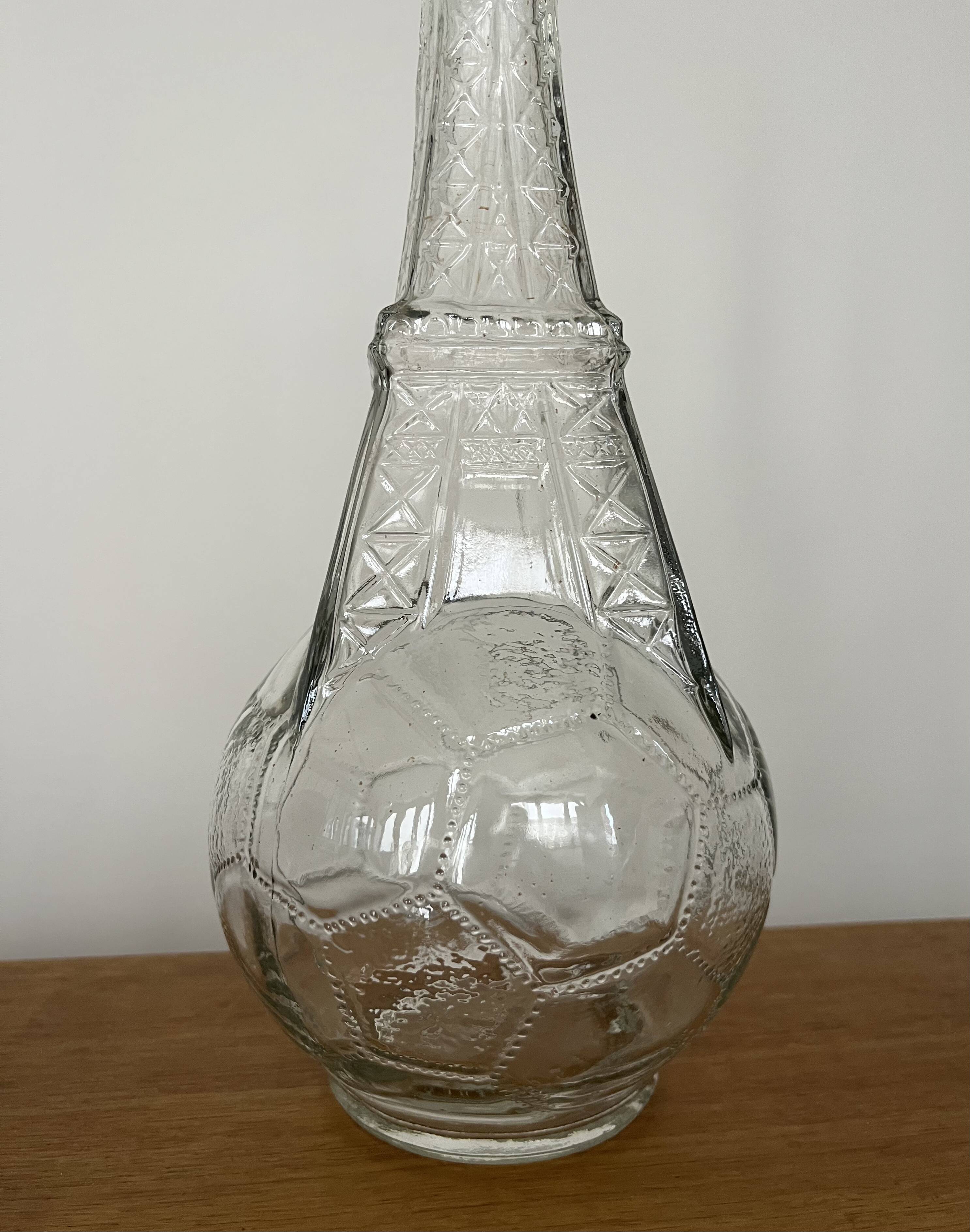 Bouteille verre vintage Tour Eiffel et Foot