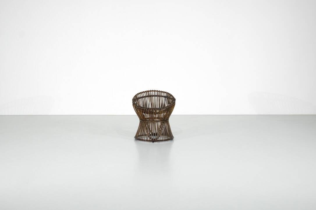 Rattan stool, Italy, 1960s.