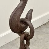 Brutalist cast iron & marine chain links floor lamp, France 1960s.