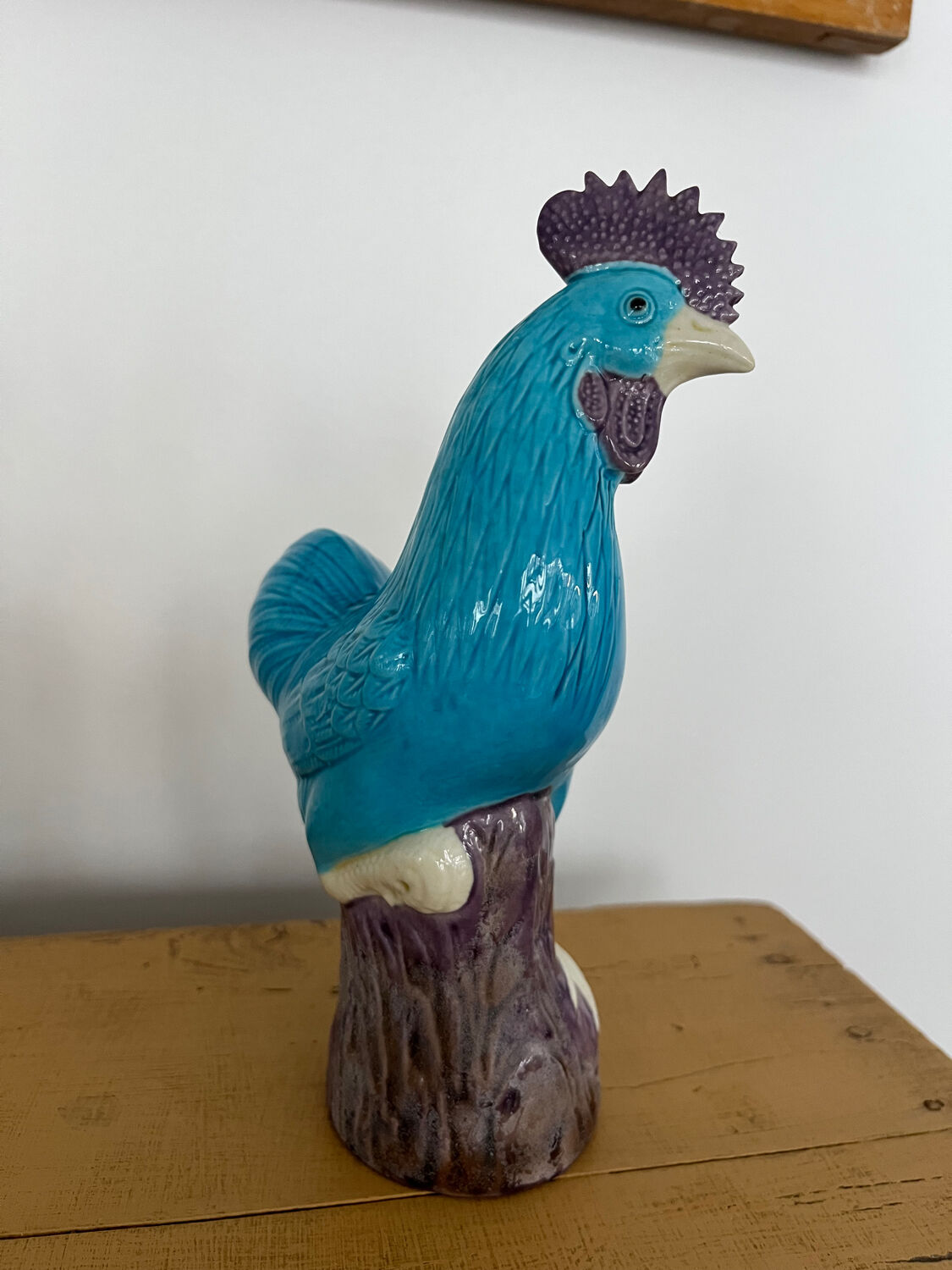 Turquoise porcelain rooster from China
