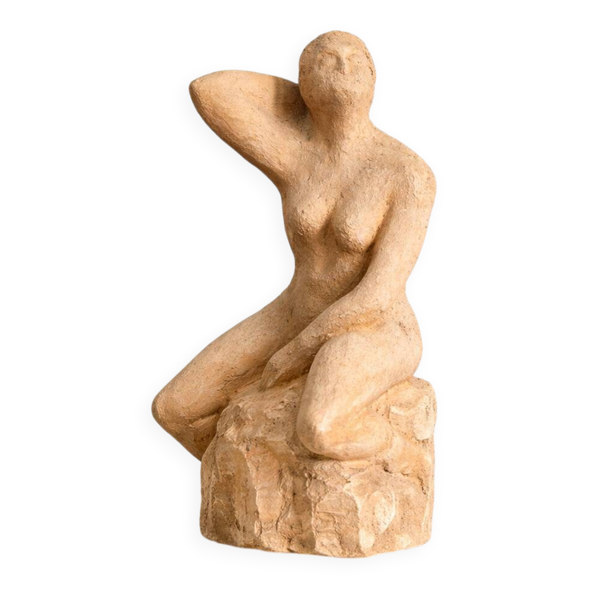 Sculpture en terre cuite – Femme nue assise 1980
