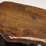 Rustic Hand-Carved Side Table, France, 19th Century