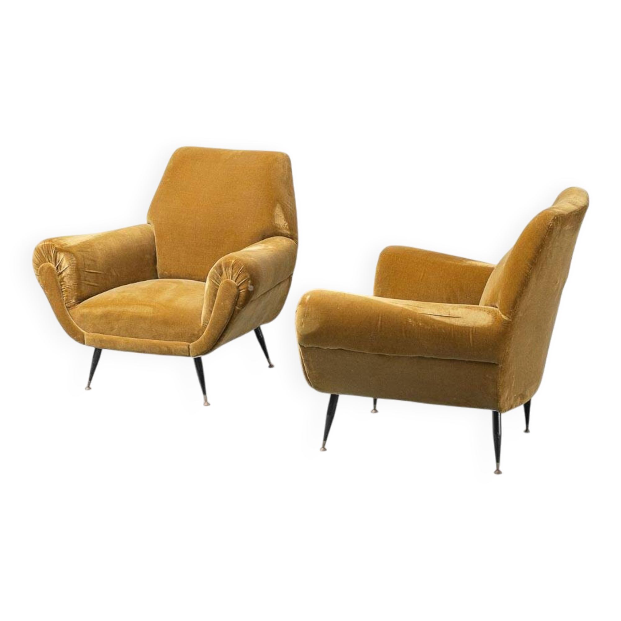 Pair of vintage velvet armchairs in Gigi Radice style – Italian design 1950s