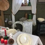 Old candleholder, glazed terracotta cellar, artisanal green color