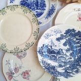 Vintage blue pink green dinner plates