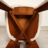 70's brutalist dining chairs in oak with bouclé fabric