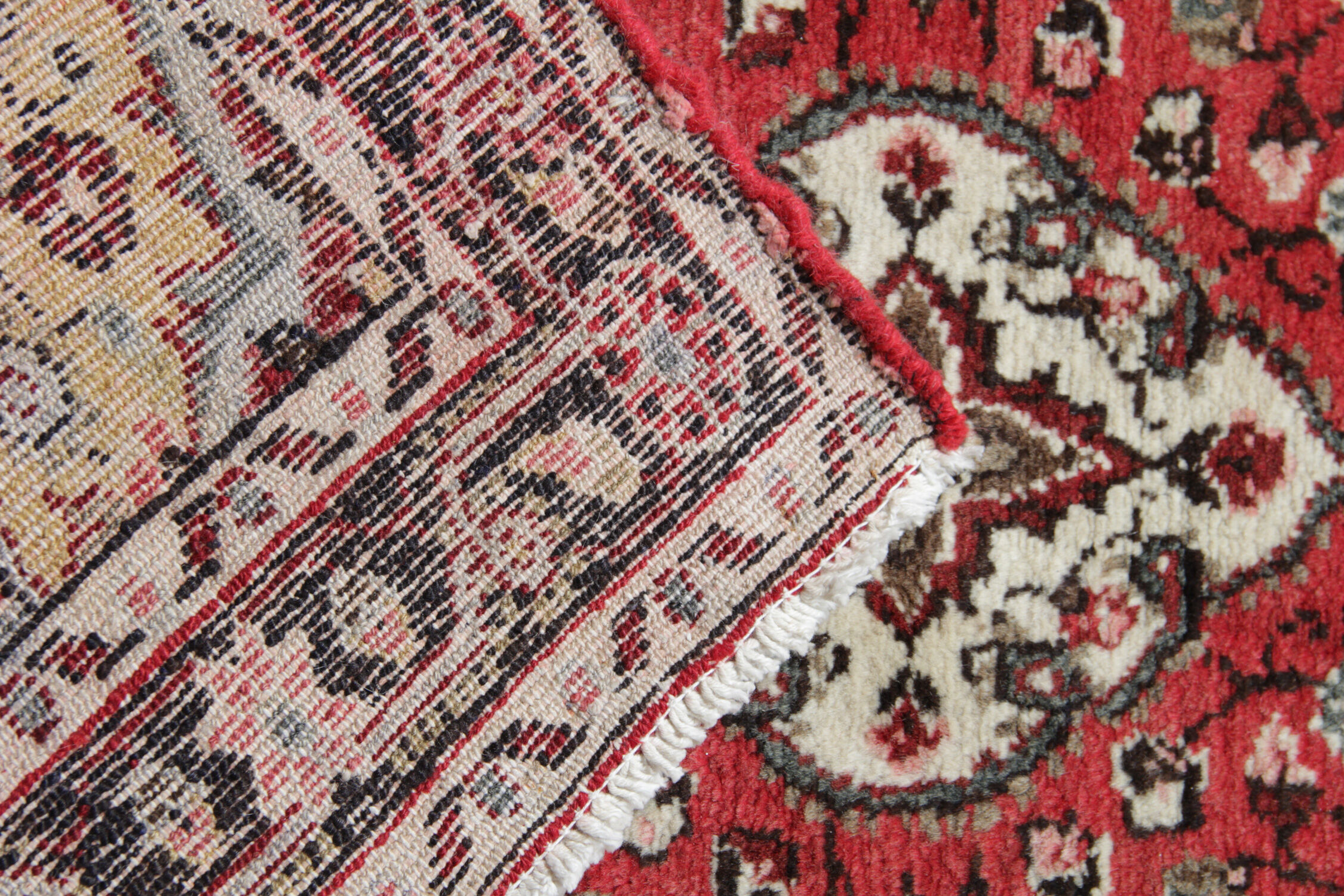 Traditional persian runner rug long red wool oriental carpet-83x495cm