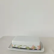 Vintage porcelain butter dish Apilco "Louisiane" - Yves Deshoulieres