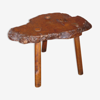 Table basse tripode en loupe d'orme