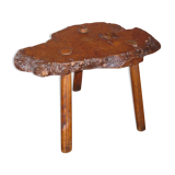 Tripod coffee table in elm burl